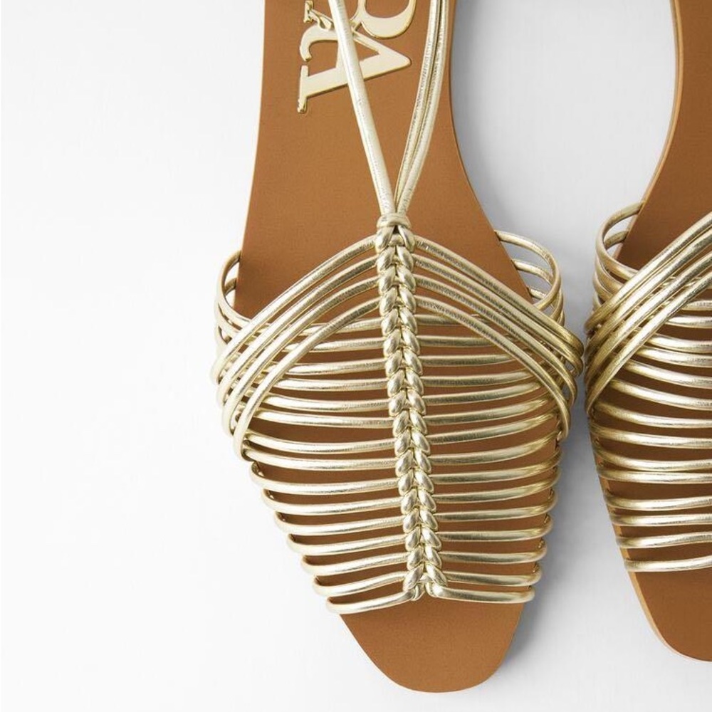 Zara Flat Multi-Strap Gladiator Cage Sandals With… - image 4